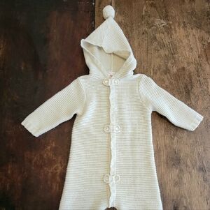 april cornell baby knit winter one piece with pom pom
